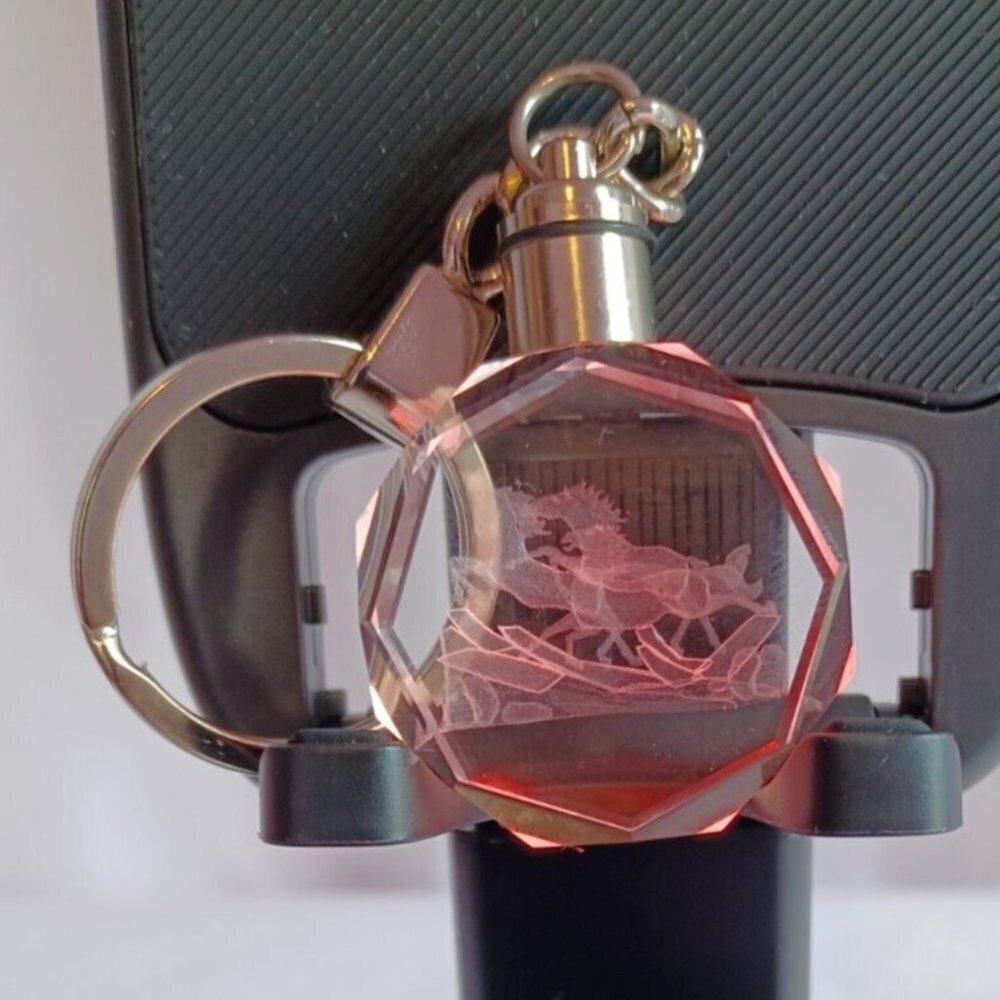 Santa Crystal Key Chain w LED Light